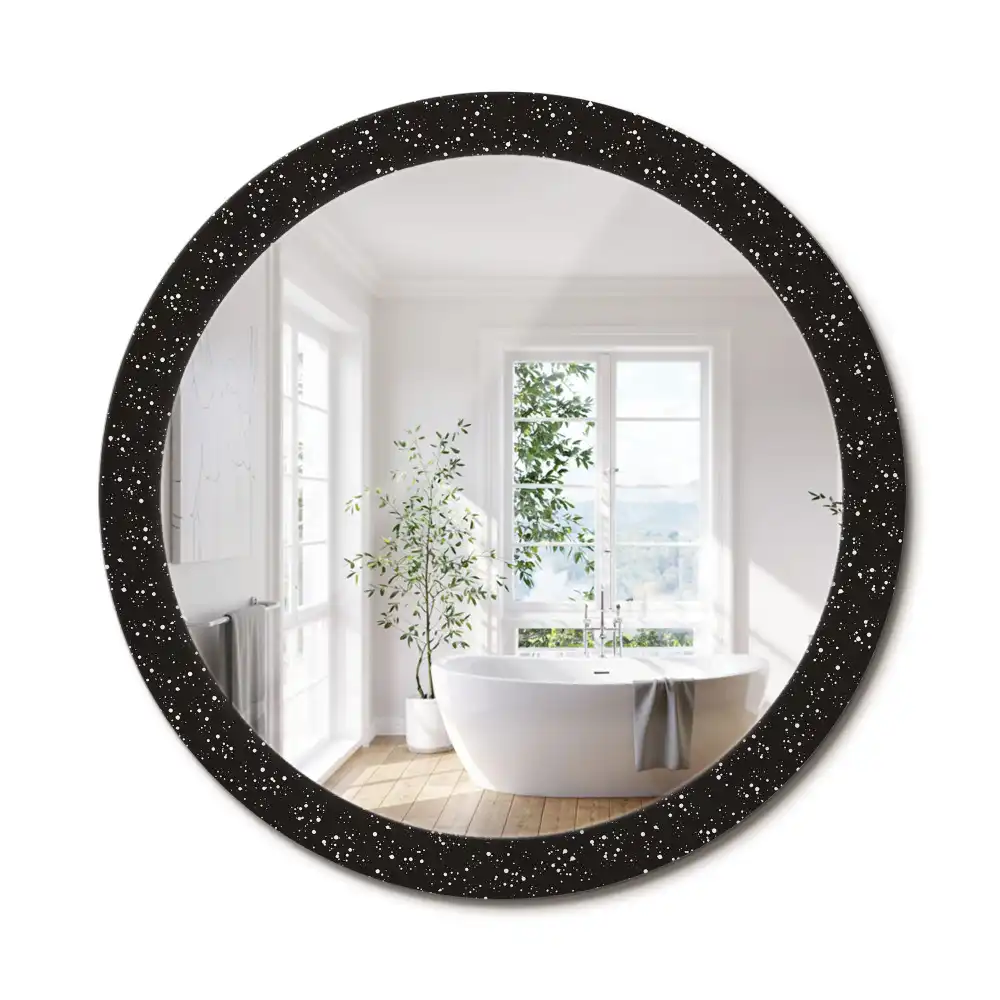 Oglindă rotundă decorativă de perete cu puncte haotice