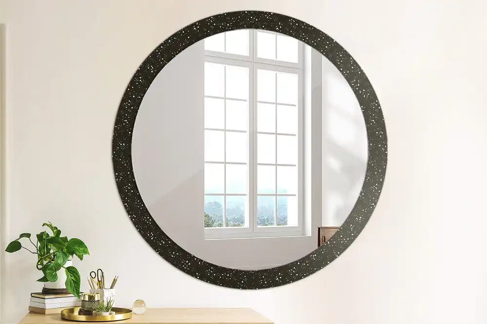 Oglindă rotundă decorativă de perete cu puncte haotice