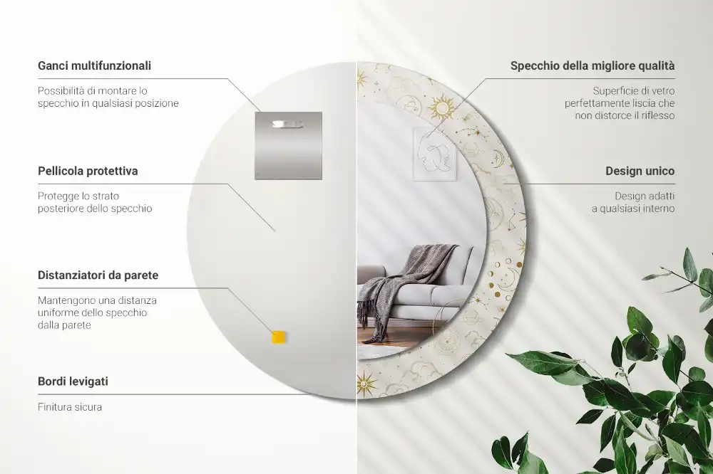 Oglindă rotundă decorativă model Mistic