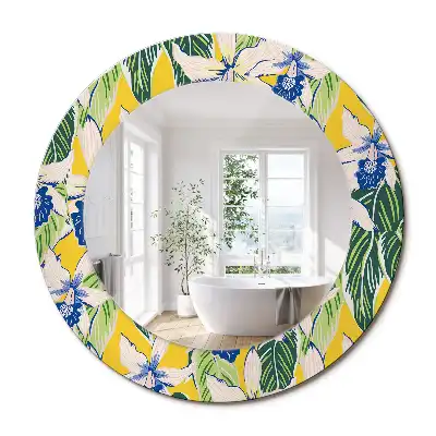 Oglindă decorativă rotundă de perete model orhidee
