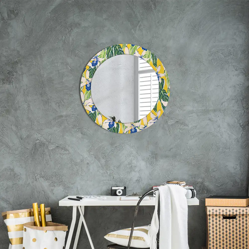 Oglindă decorativă rotundă de perete model orhidee