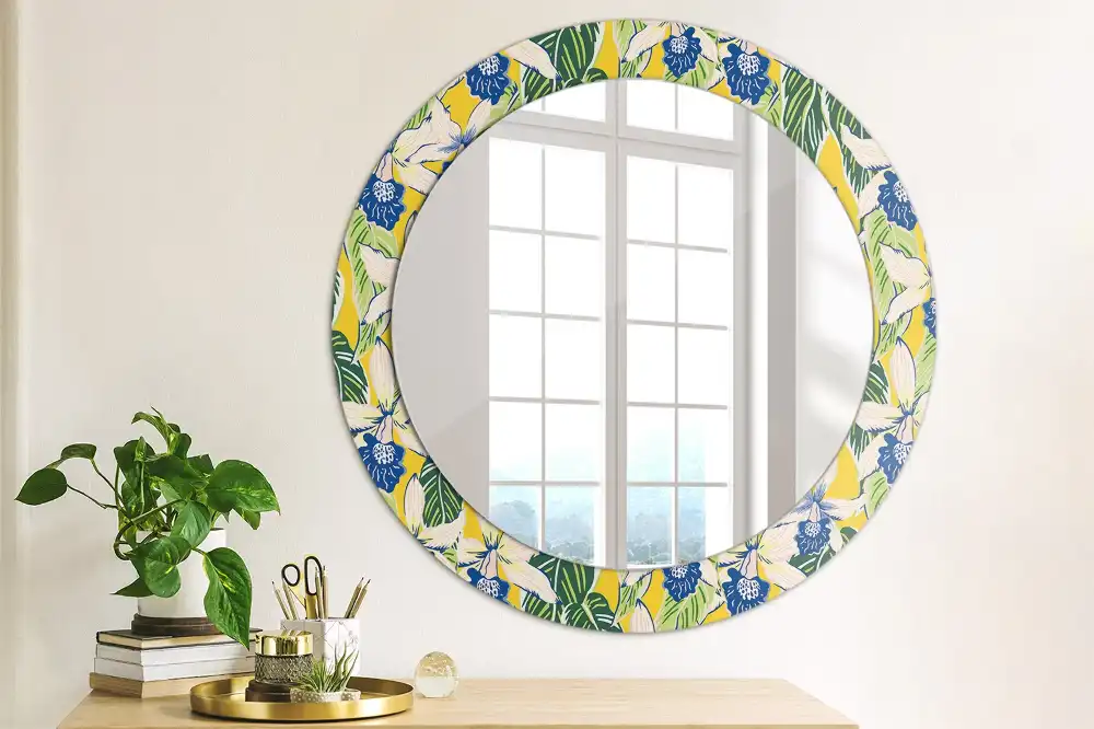 Oglindă decorativă rotundă de perete model orhidee