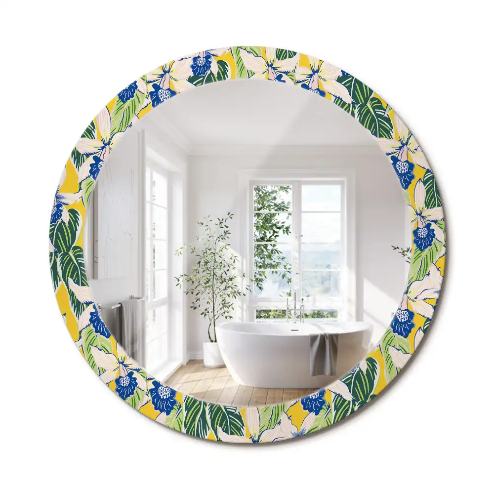 Oglindă decorativă rotundă de perete model orhidee