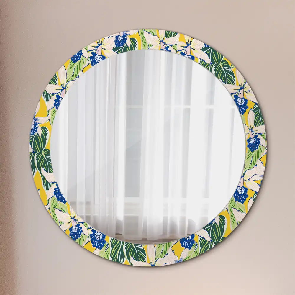 Oglindă decorativă rotundă de perete model orhidee