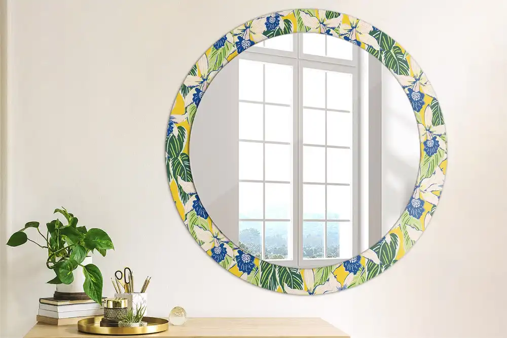 Oglindă decorativă rotundă de perete model orhidee