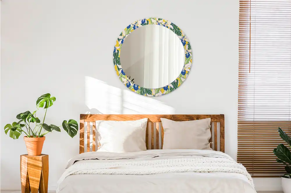 Oglindă decorativă rotundă de perete model orhidee