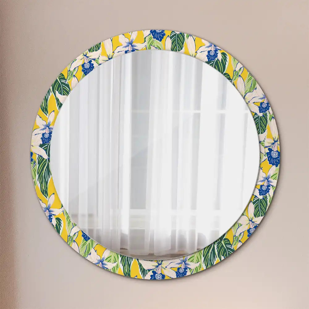 Oglindă decorativă rotundă de perete model orhidee
