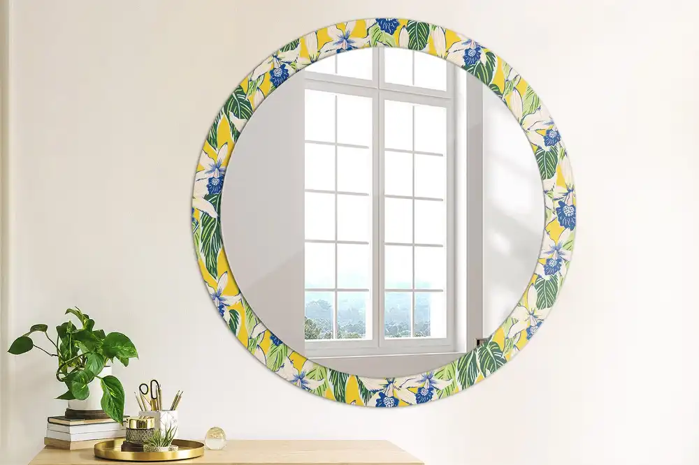 Oglindă decorativă rotundă de perete model orhidee