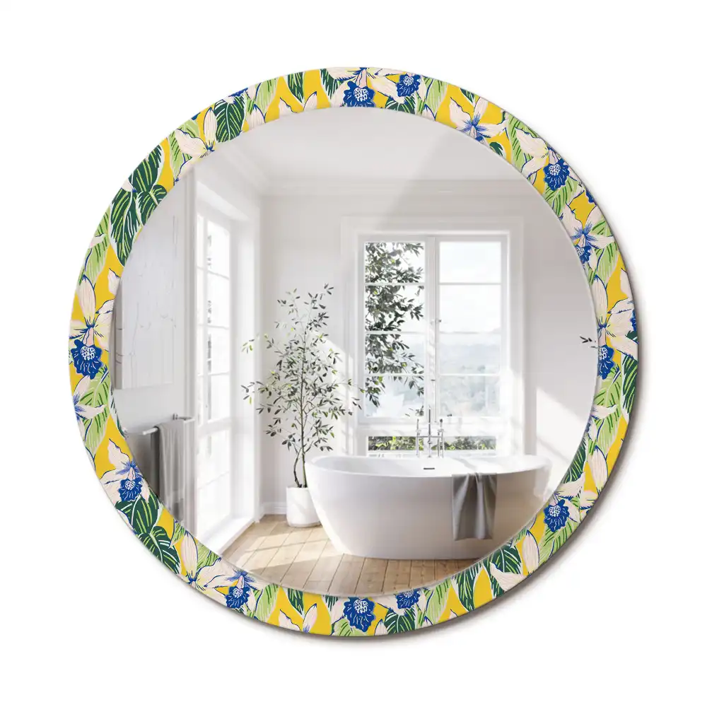 Oglindă decorativă rotundă de perete model orhidee