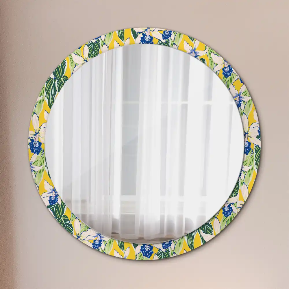 Oglindă decorativă rotundă de perete model orhidee