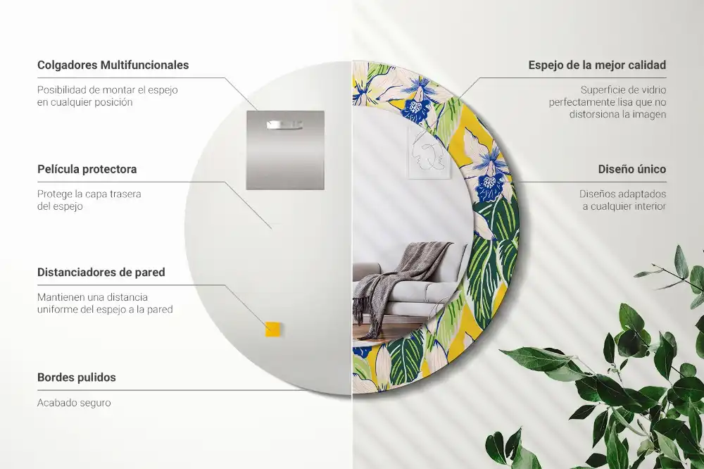 Oglindă decorativă rotundă de perete model orhidee