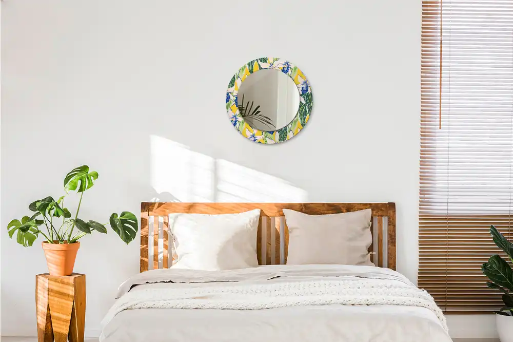 Oglindă decorativă rotundă de perete model orhidee