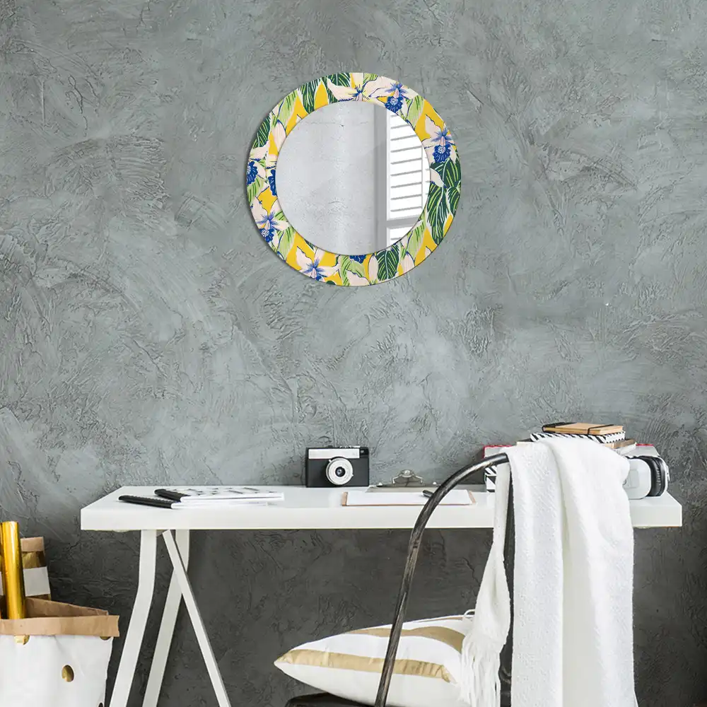 Oglindă decorativă rotundă de perete model orhidee