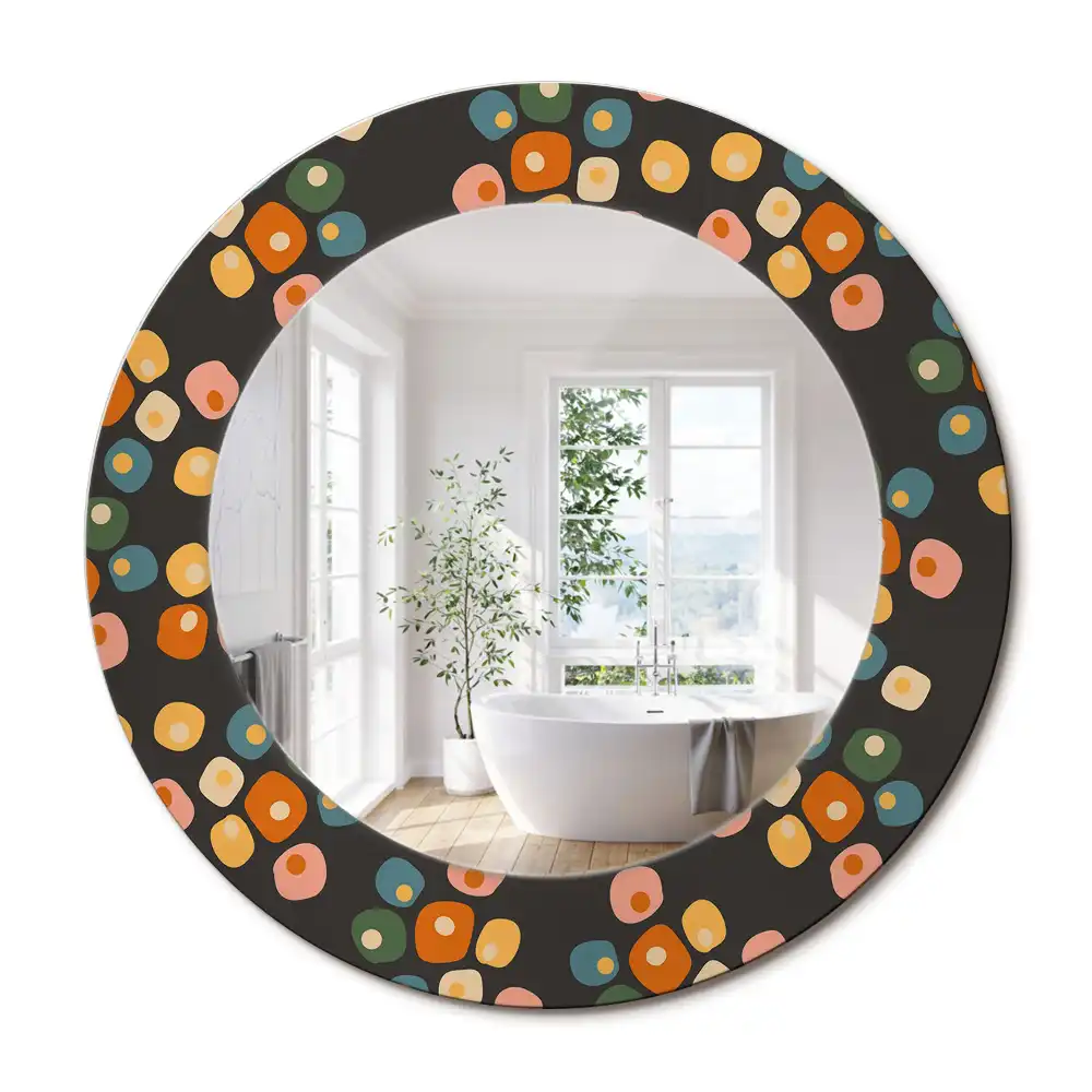 Oglindă rotundă decorativă cu model floral
