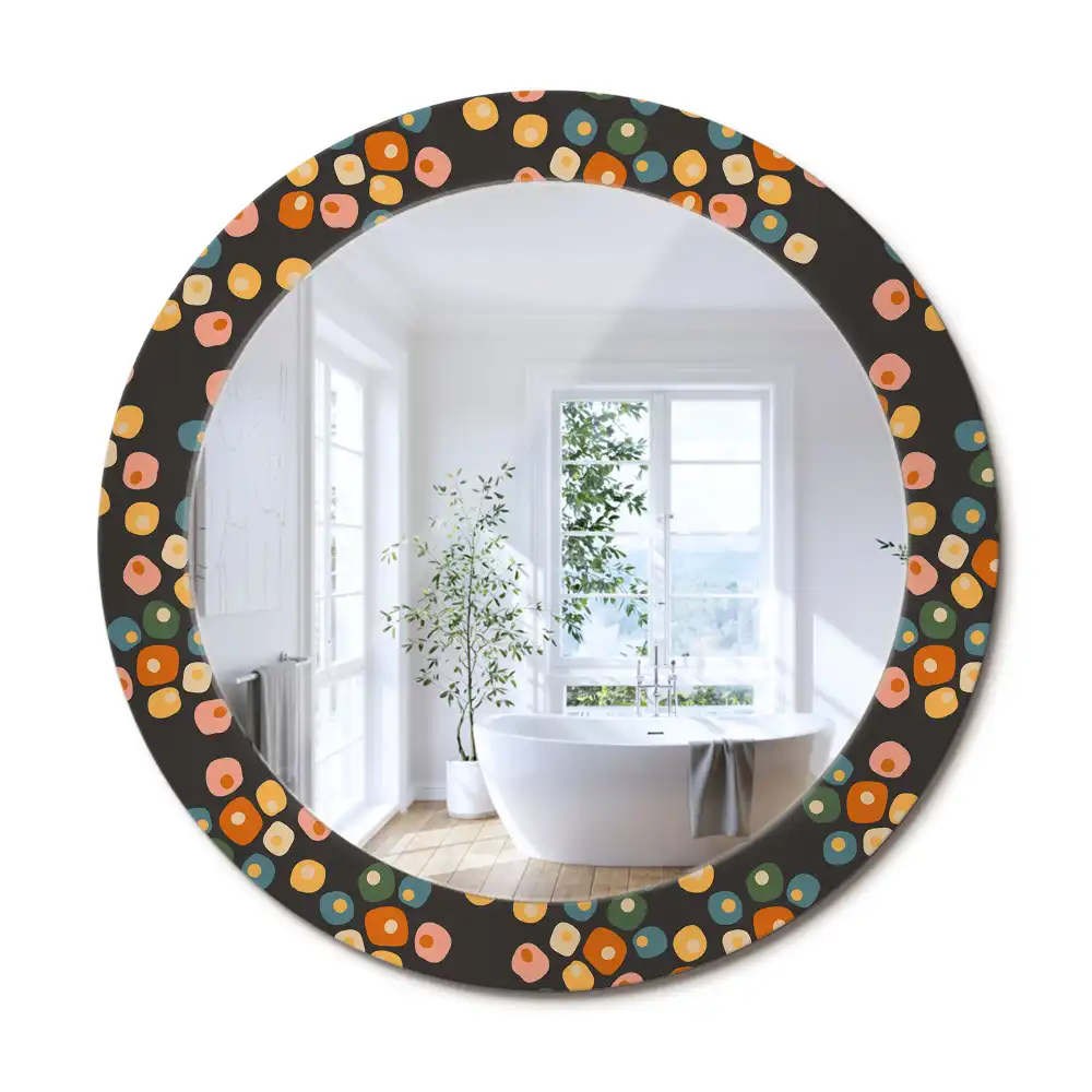 Oglindă rotundă decorativă cu model floral