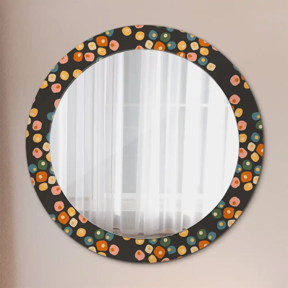 Oglindă rotundă decorativă cu model floral