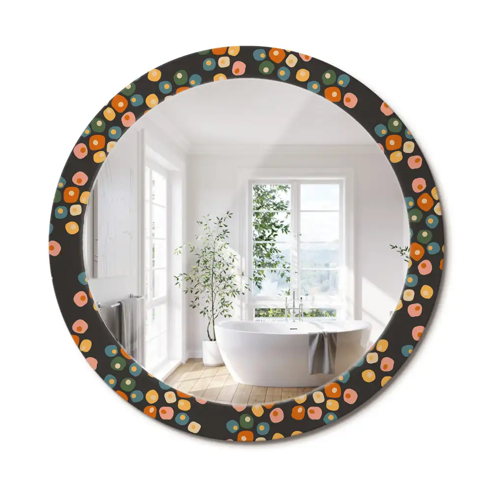 Oglindă rotundă decorativă cu model floral