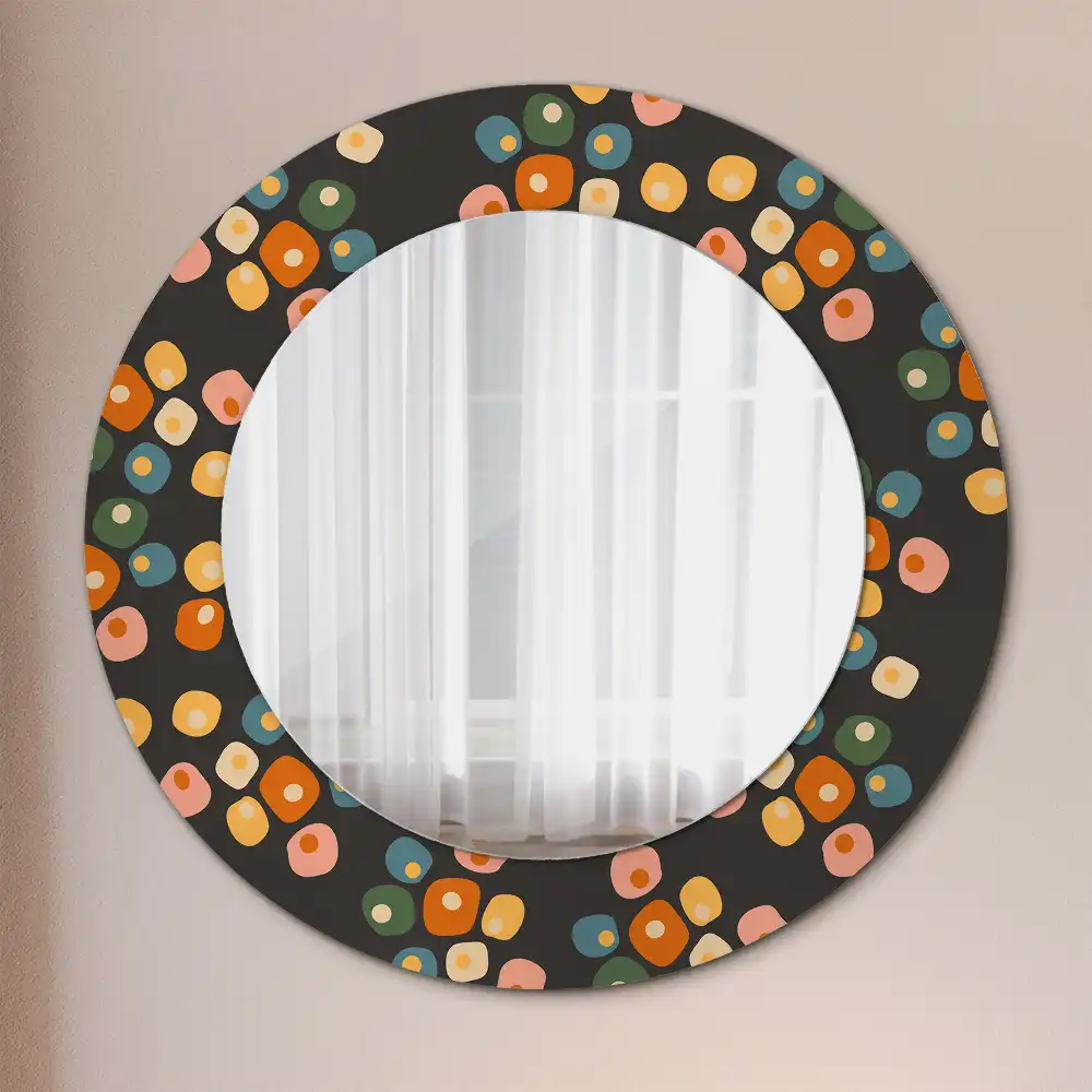 Oglindă rotundă decorativă cu model floral