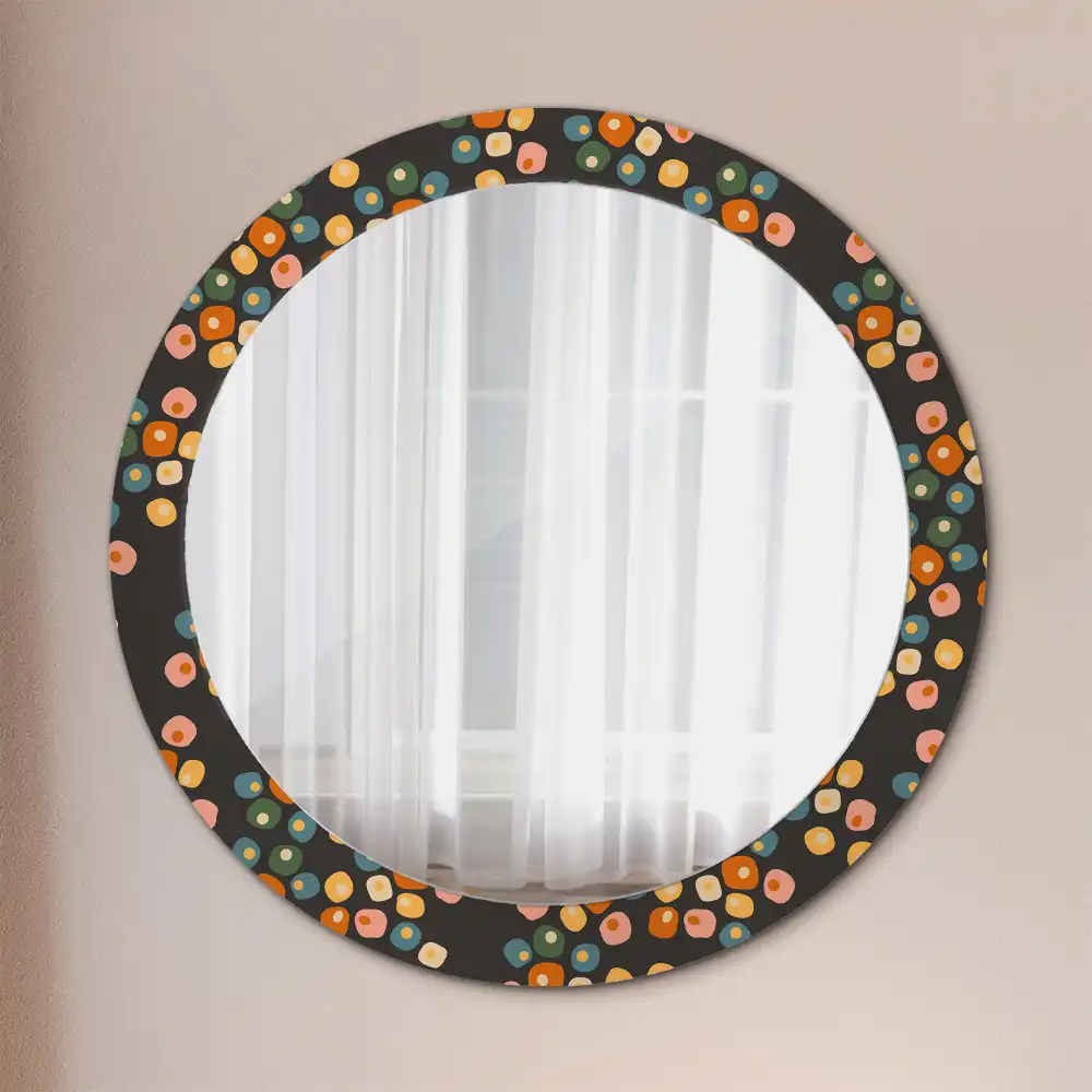 Oglindă rotundă decorativă cu model floral