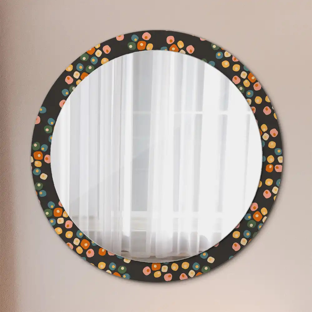 Oglindă rotundă decorativă cu model floral