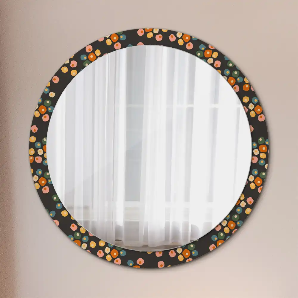 Oglindă rotundă decorativă cu model floral