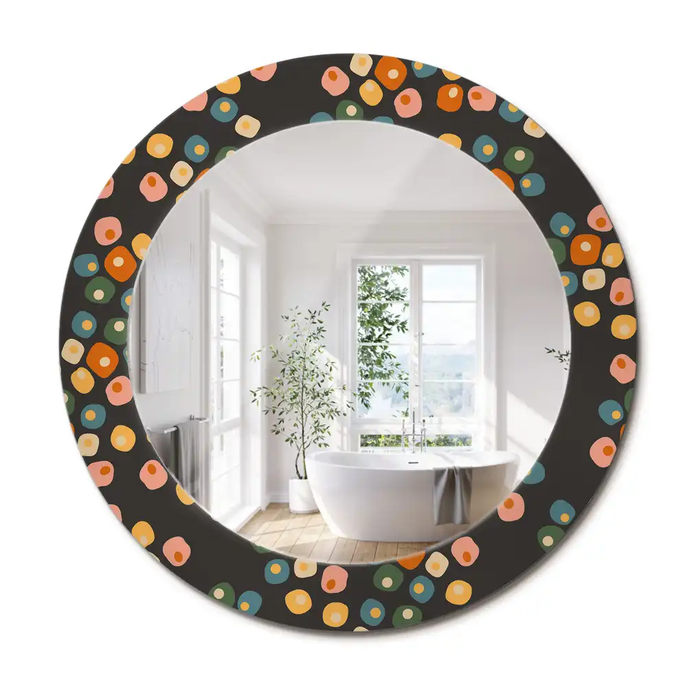 Oglindă rotundă decorativă cu model floral