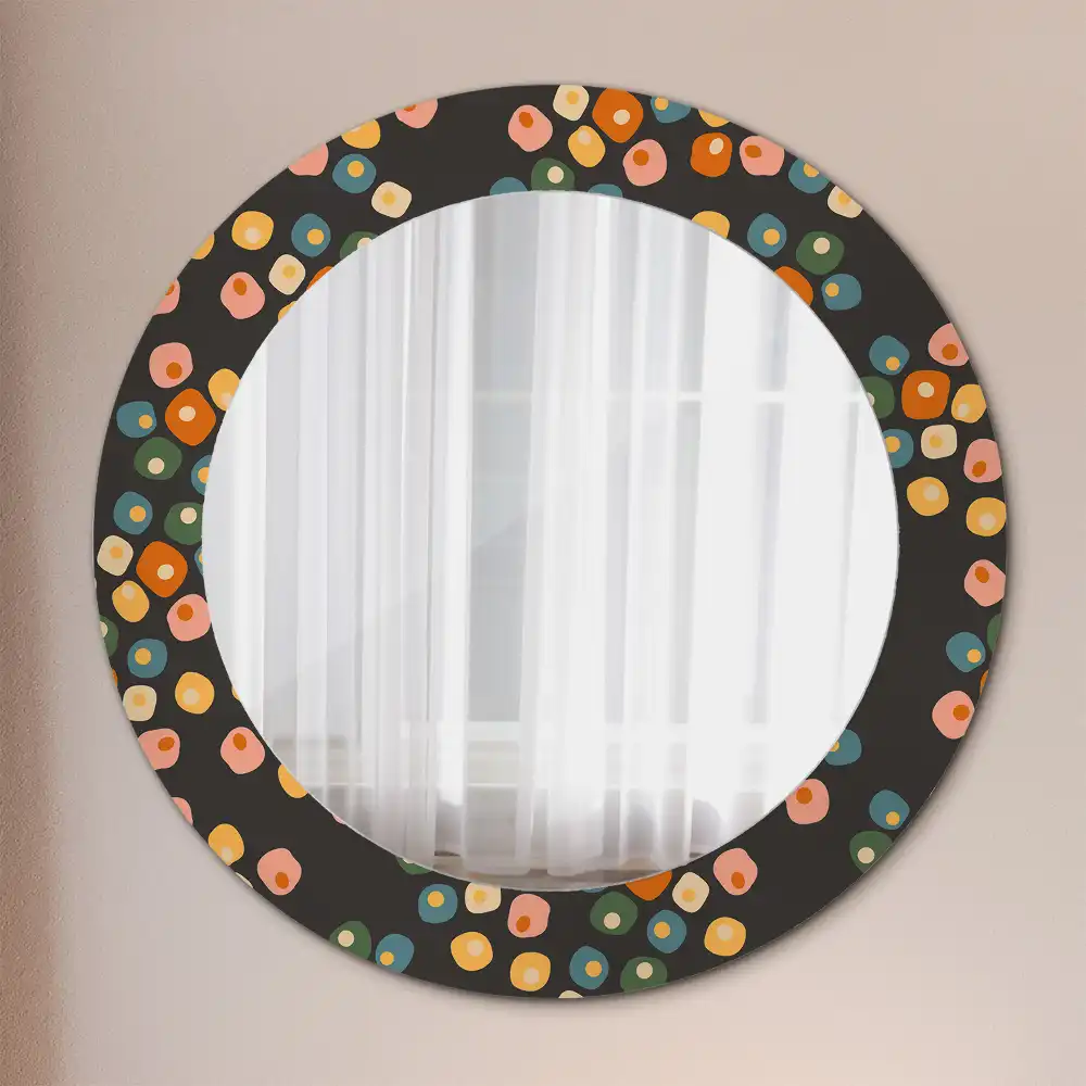 Oglindă rotundă decorativă cu model floral