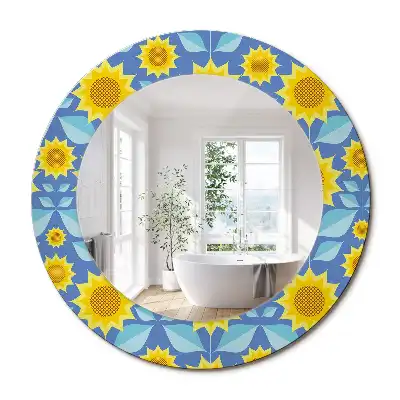 Oglindă rotundă cu imprimeu geometric floarea-soarelui