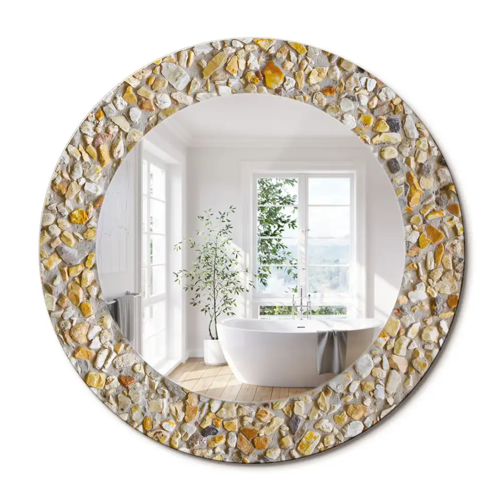 Oglindă decorativă rotundă cu aspect de terrazzo