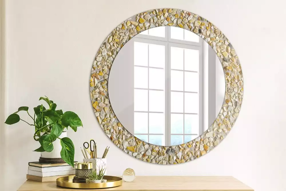 Oglindă decorativă rotundă cu aspect de terrazzo