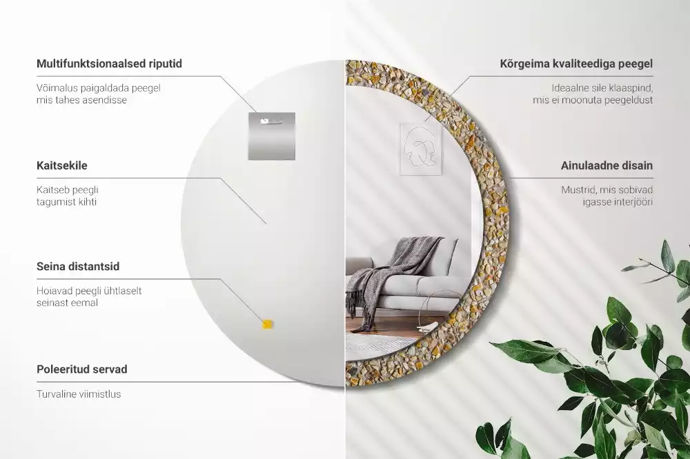 Oglindă decorativă rotundă cu aspect de terrazzo