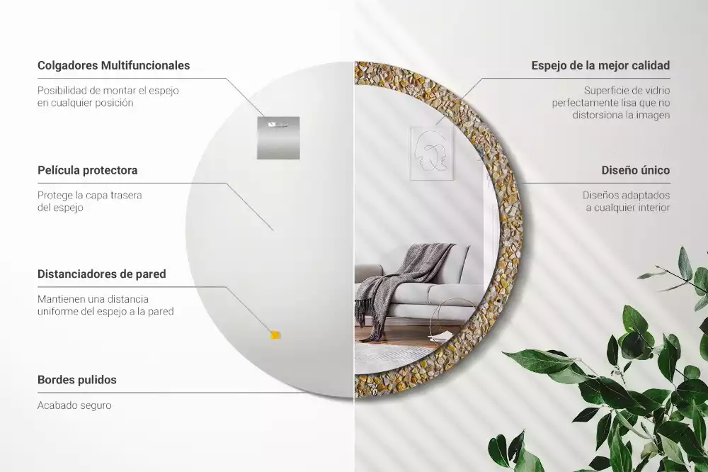 Oglindă decorativă rotundă cu aspect de terrazzo