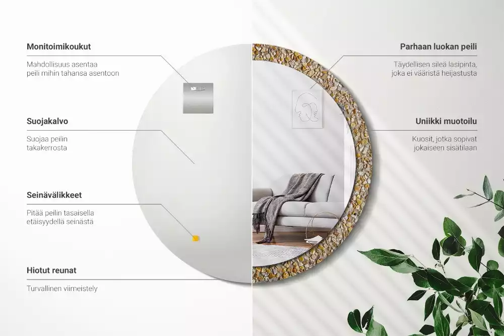 Oglindă decorativă rotundă cu aspect de terrazzo