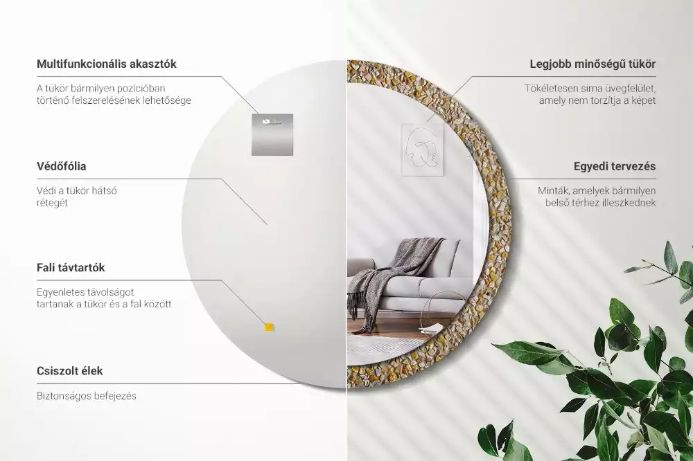 Oglindă decorativă rotundă cu aspect de terrazzo