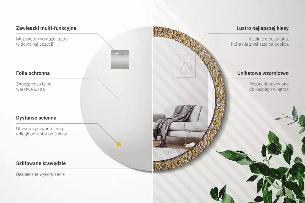 Oglindă decorativă rotundă cu aspect de terrazzo