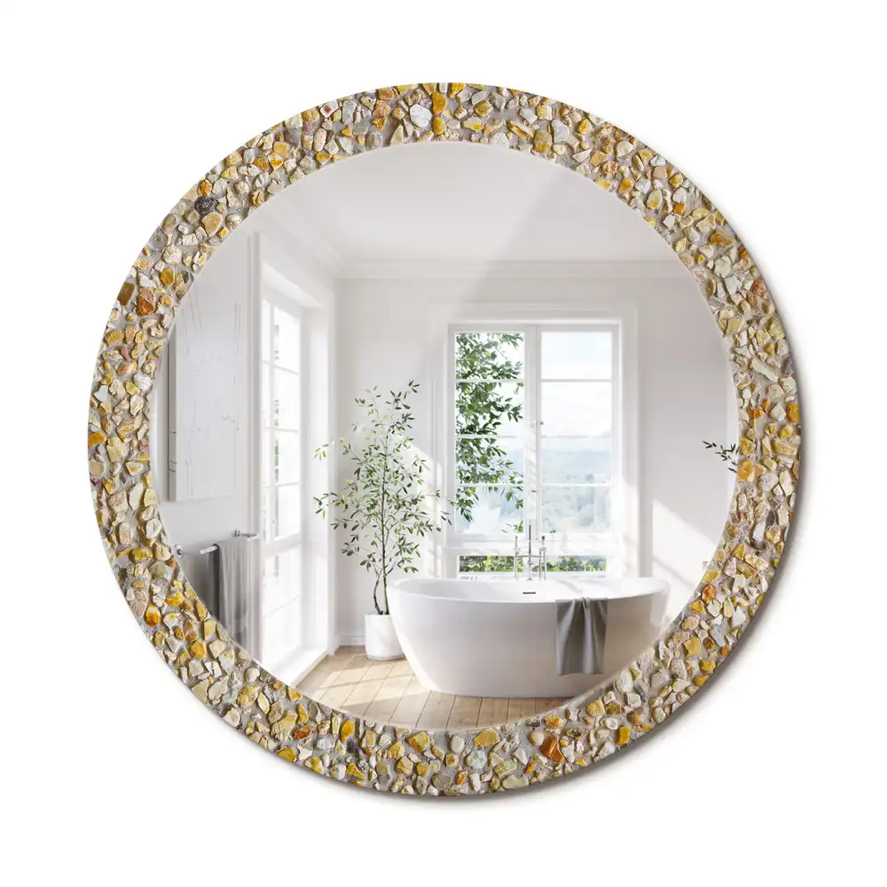 Oglindă decorativă rotundă cu aspect de terrazzo