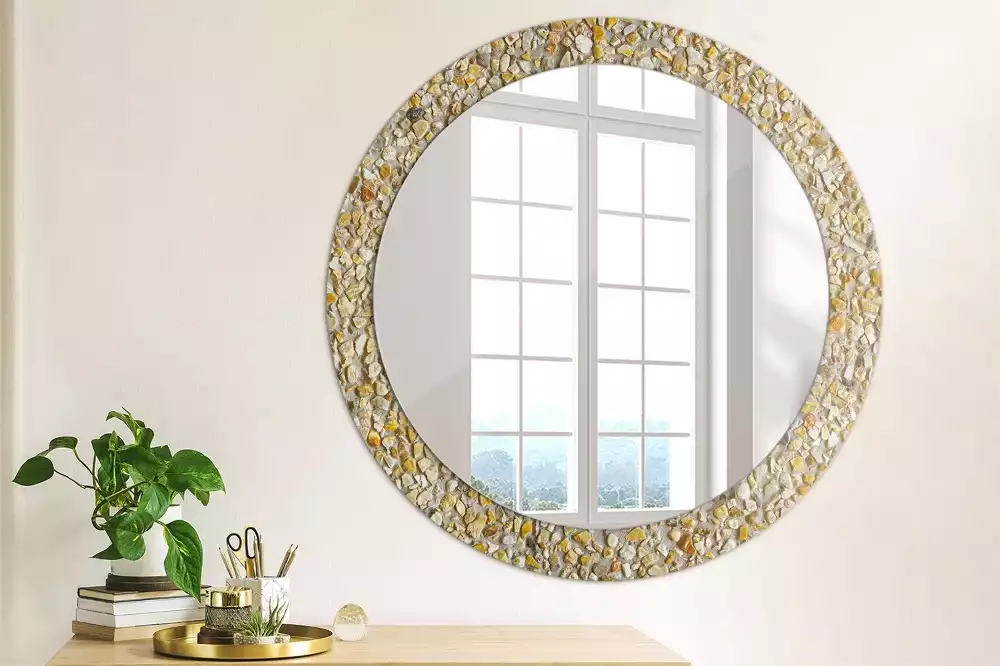 Oglindă decorativă rotundă cu aspect de terrazzo