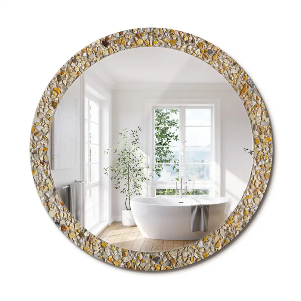 Oglindă decorativă rotundă cu aspect de terrazzo