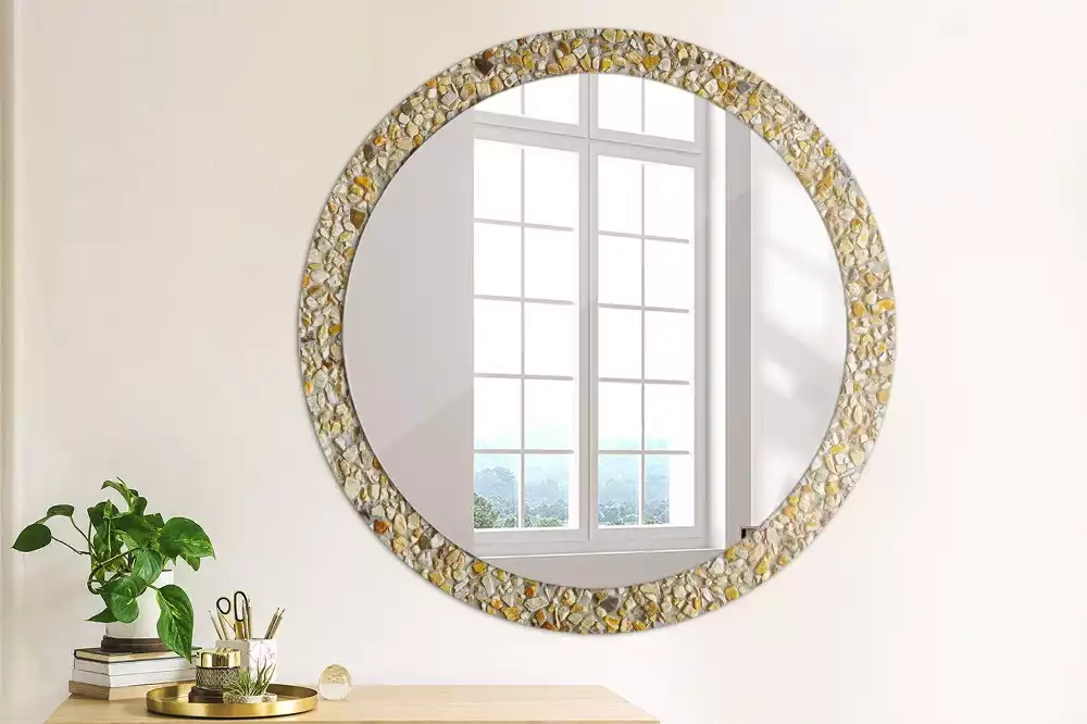 Oglindă decorativă rotundă cu aspect de terrazzo