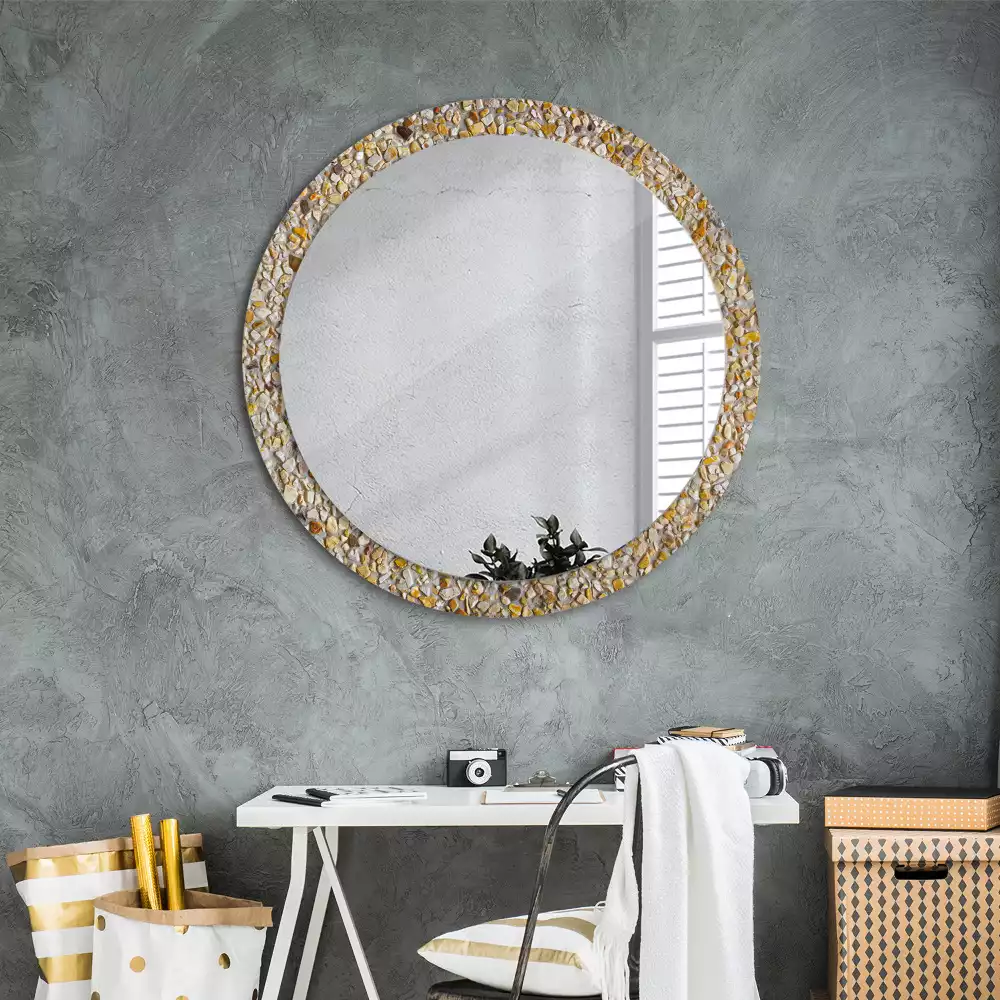 Oglindă decorativă rotundă cu aspect de terrazzo