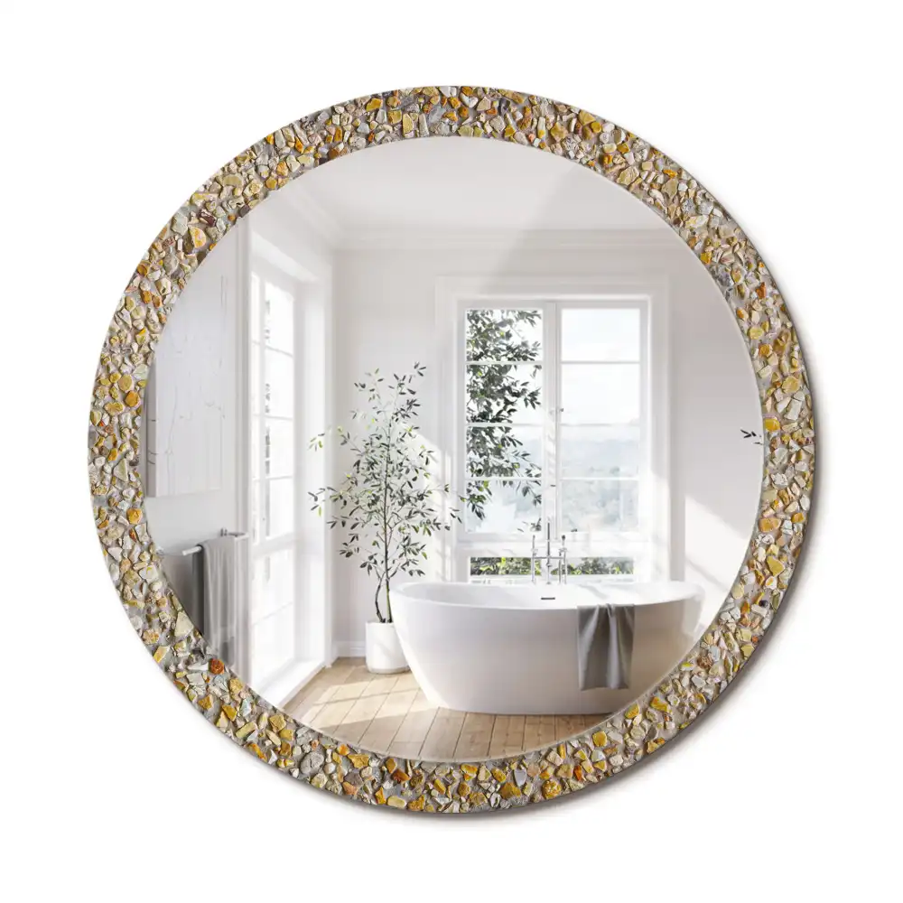 Oglindă decorativă rotundă cu aspect de terrazzo