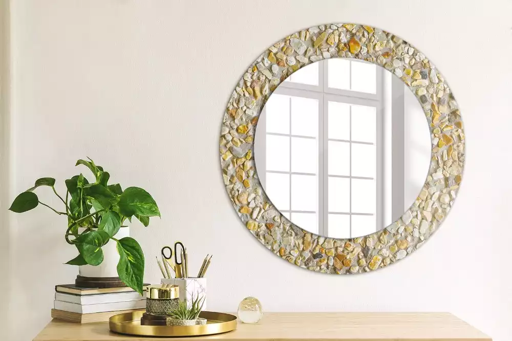 Oglindă decorativă rotundă cu aspect de terrazzo