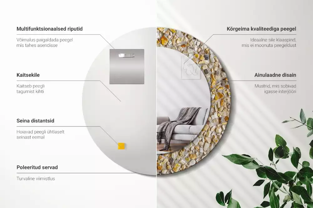 Oglindă decorativă rotundă cu aspect de terrazzo