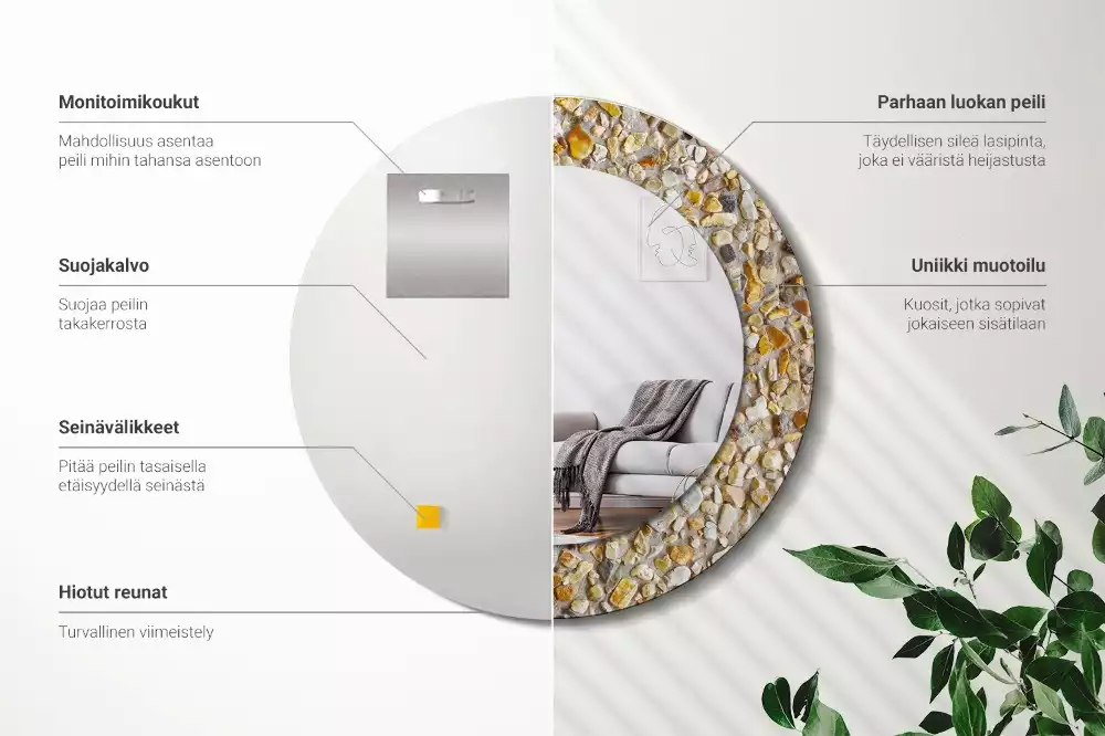 Oglindă decorativă rotundă cu aspect de terrazzo