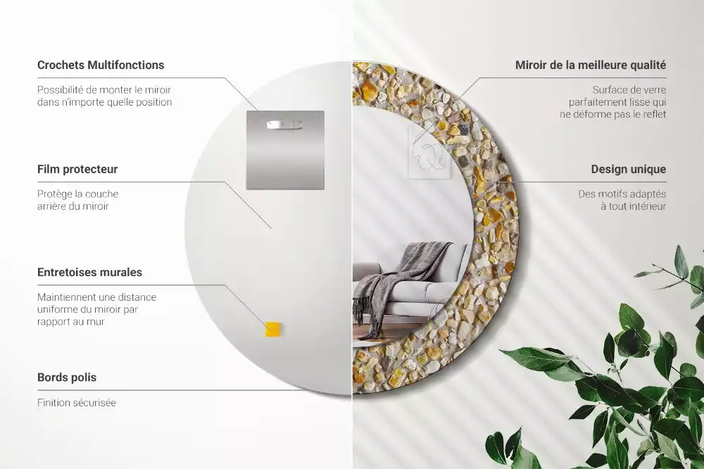 Oglindă decorativă rotundă cu aspect de terrazzo