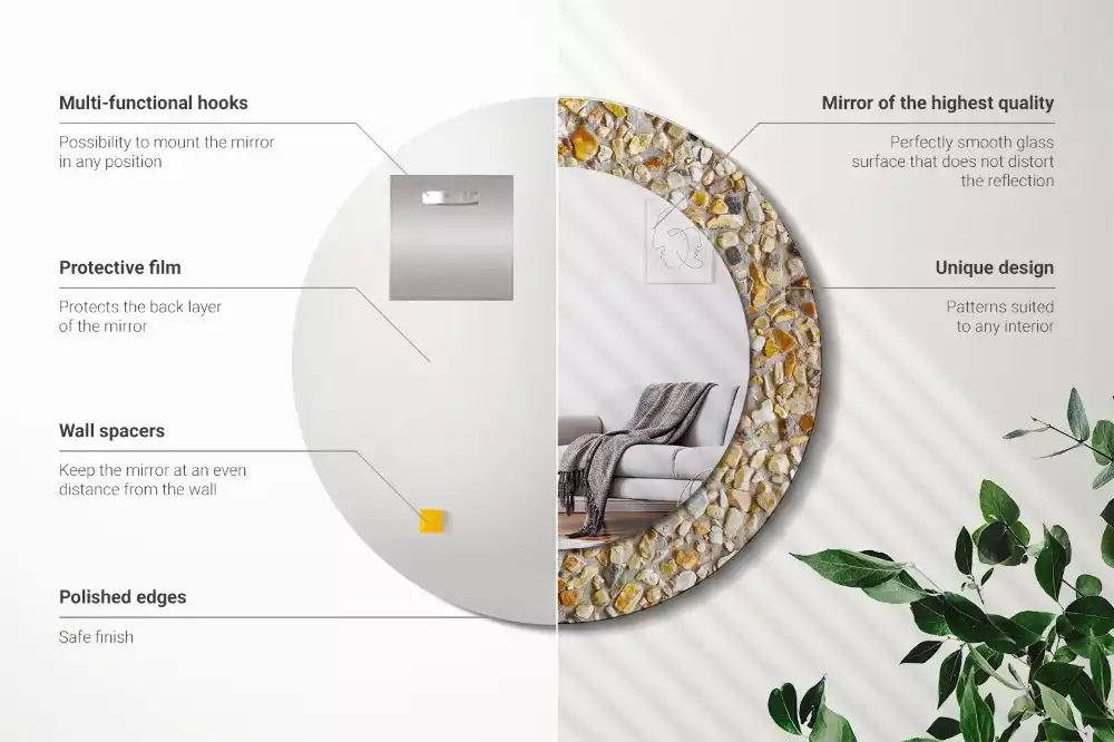 Oglindă decorativă rotundă cu aspect de terrazzo