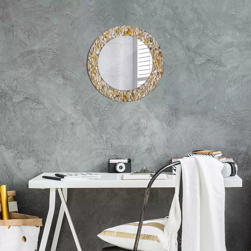 Oglindă decorativă rotundă cu aspect de terrazzo
