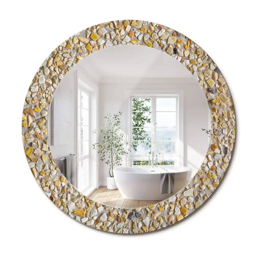 Oglindă decorativă rotundă cu aspect de terrazzo