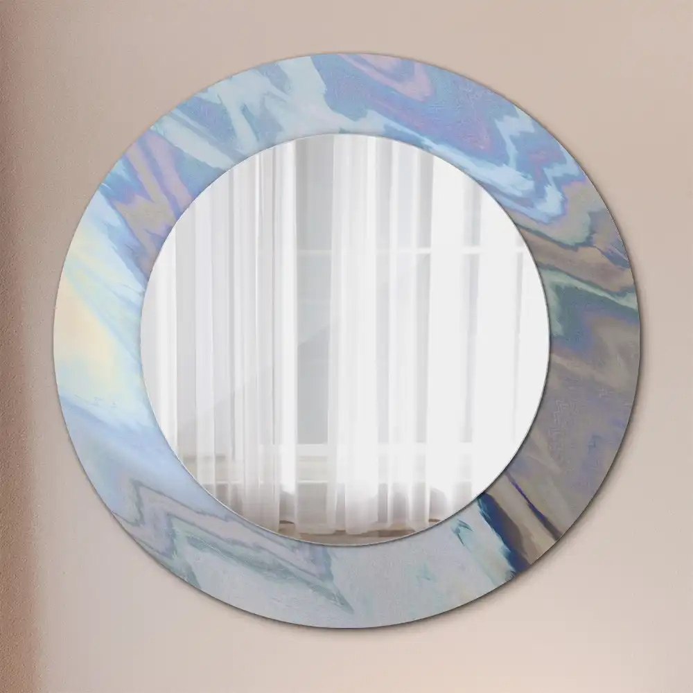 Oglindă rotundă cu imprimeu valuri abstracte