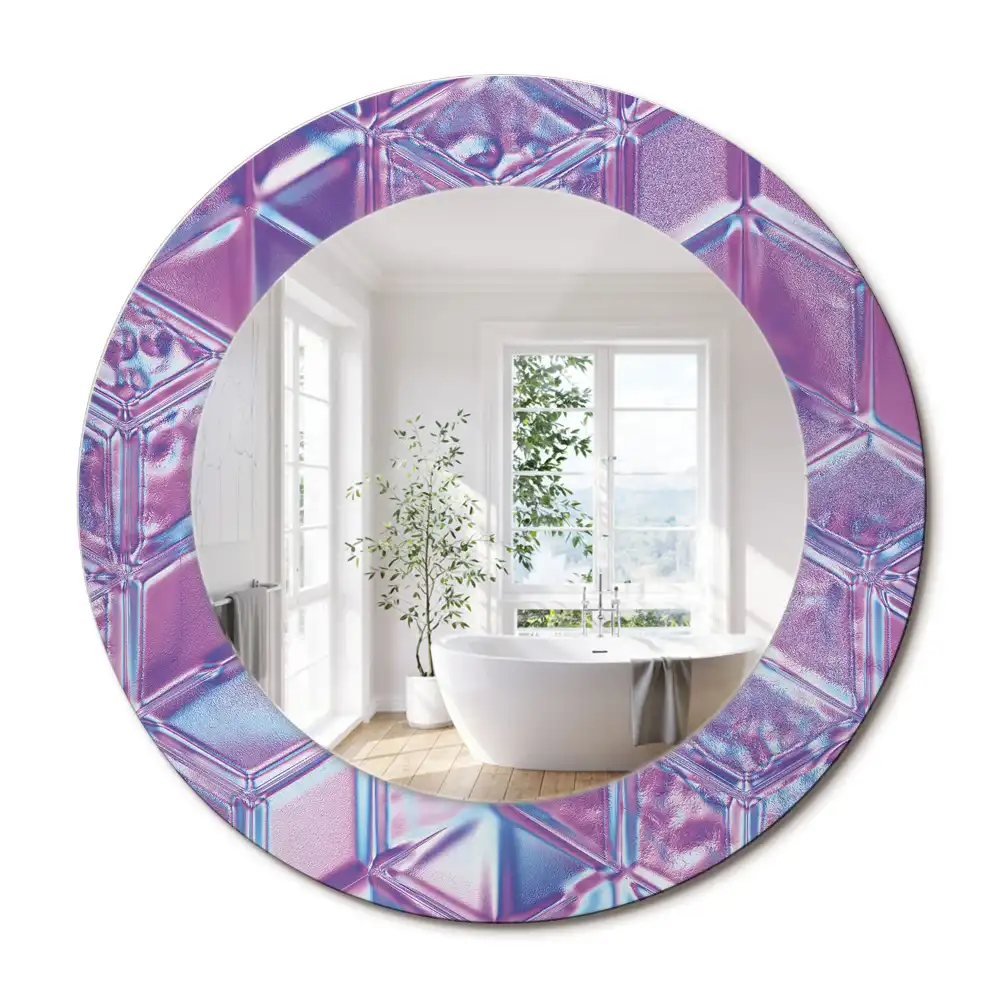 Oglindă decorativă rotundă cu aspect de cristal